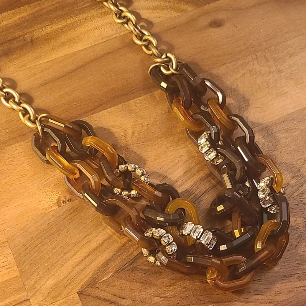 J. Crew Chain Link and Crystal Necklace
